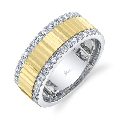 SHY CREATION 14K YELLOW & WHITE GOLD DIAMOND FASHION RING SIZE 7 WITH 34=0.40TW ROUND I I1 DIAMONDS   (5.39 GRAMS)