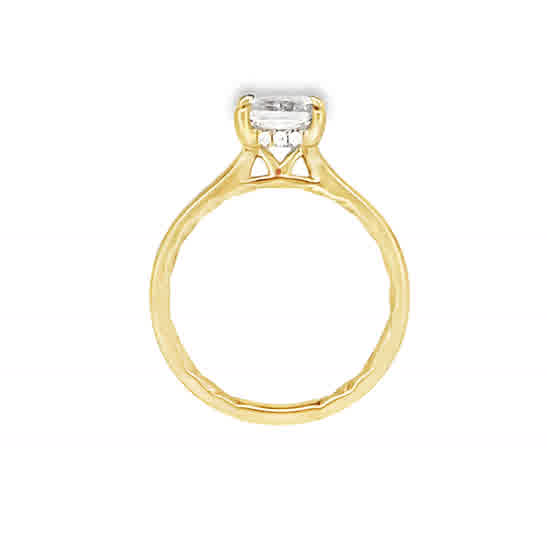 18K YELLOW GOLD HIDDEN HALO SEMI-MOUNT RING SIZE 6.5 WITH 16=0.08TW ROUND G VS2 DIAMONDS   (3.95 GRAMS)