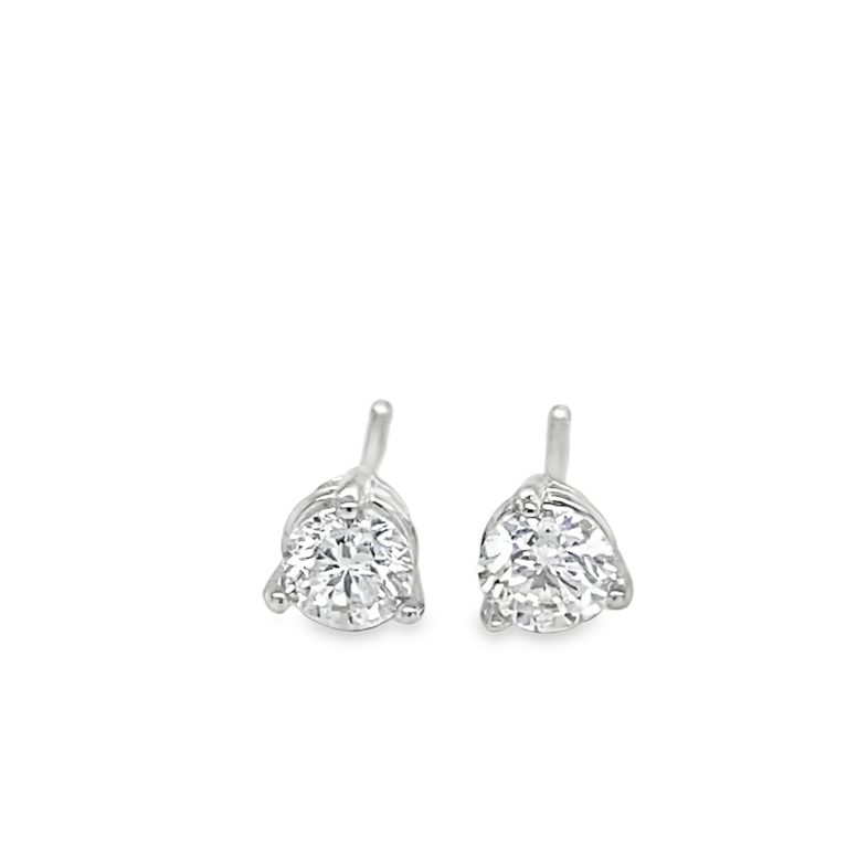 14K WHITE GOLD STUD DIAMOND EARRINGS WITH 2 = 0.48TW ROUND G-H I1 DIAMONDS