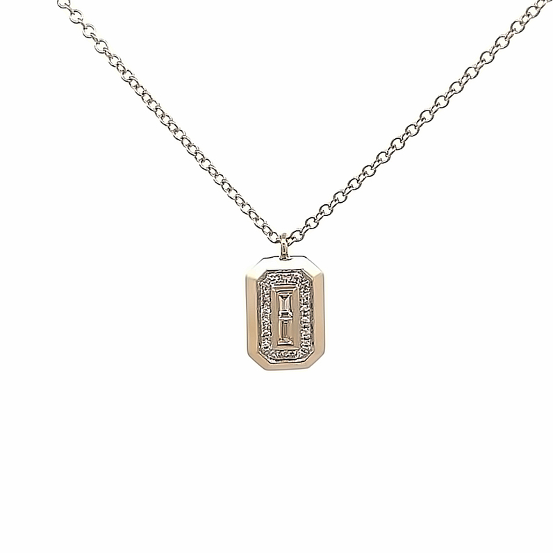 SHY CREATION 14K YELLOW GOLD DIAMOND PENDANT WITH 20=0.09TW VARIOUS SHAPES (2 BAGUETTES & 18 SINGLE CUTS) H-I SI2-I1 DIAMONDS 18