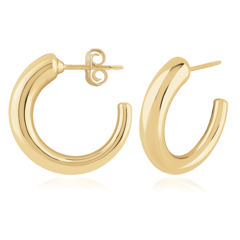 14K YELLOW GOLD SMALL TAPERED HOOP EARRINGS