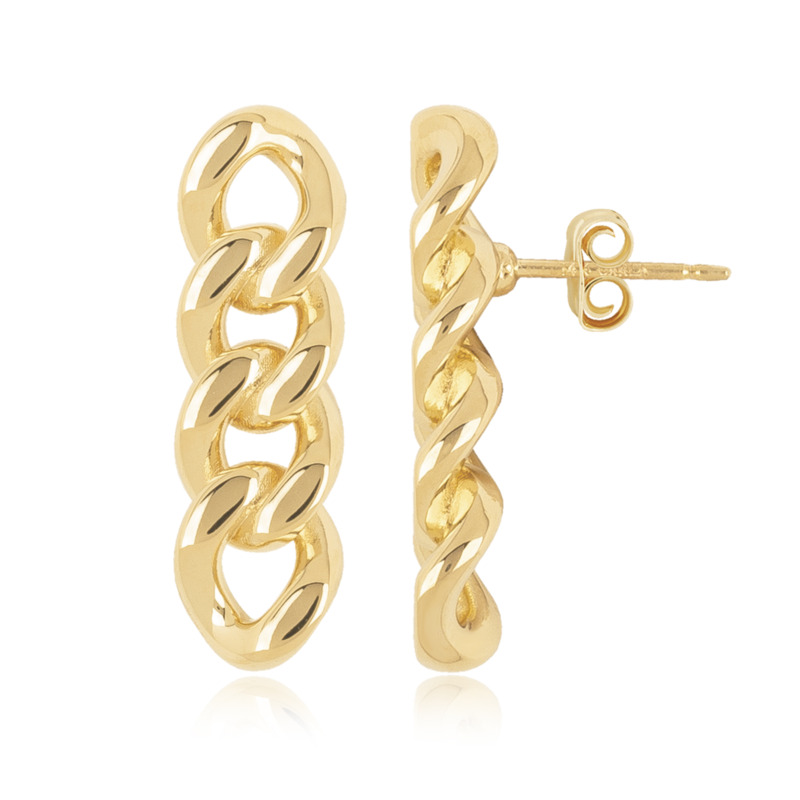 14K YELLOW GOLD MEDIUM MIAMI CUBAN LINK DROP EARRINGS