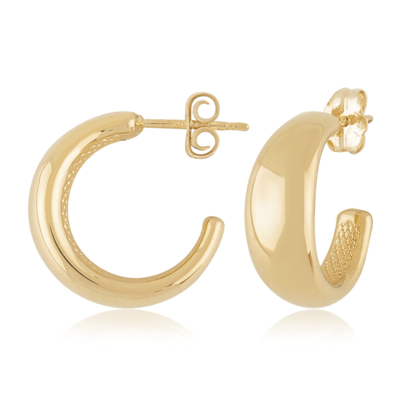 14K YELLOW GOLD SMALL TAPERED ROUND J HOOP EARRINGS