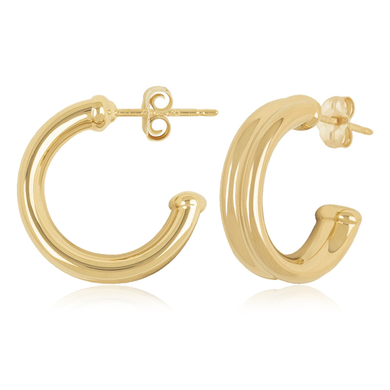 14K YELLOW GOLD CONCAVE HOOP EARRINGS