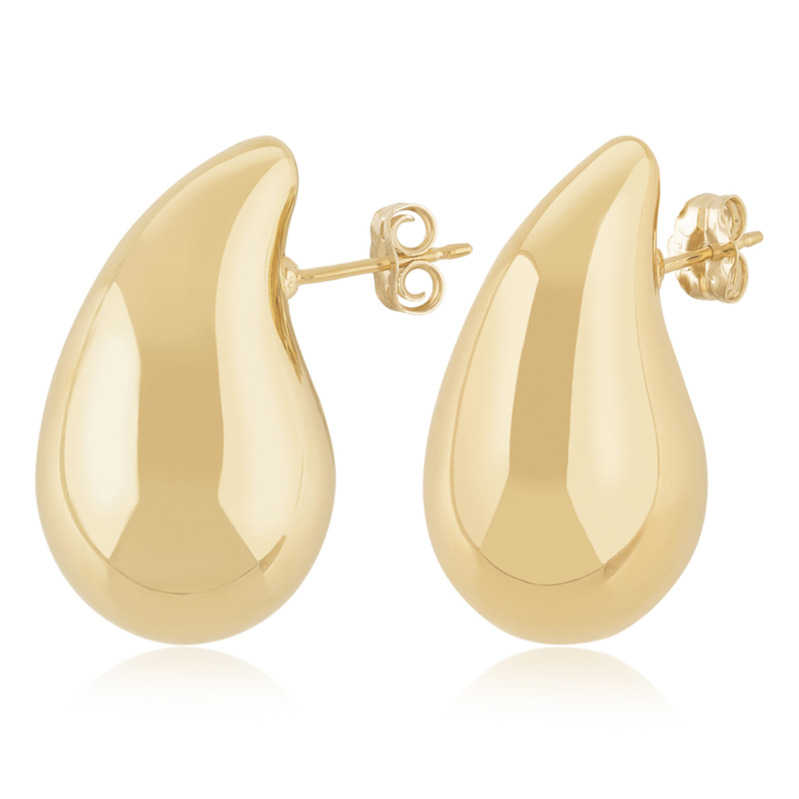 14K YELLOW GOLD MEDIUM TEAR DROP STUD EARRINGS