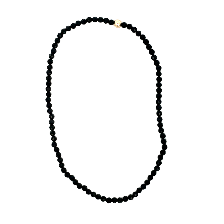 2MM FACETED BLACK SPINEL WITH 3MM GOLD FILLED FINISHING BEAD 7