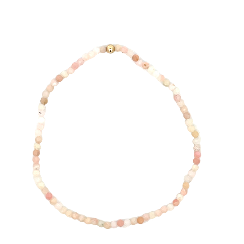 2MM FACETED PINK OPAL WITH 3MM GOLD FILLED FINISHING BEAD 7