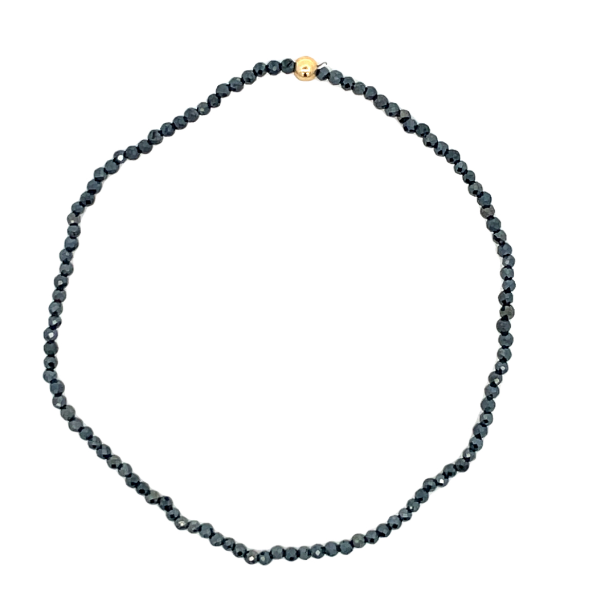 2MM FACETED COATED BLACK SPINEL WITH 3MM GOLD FILLED FINISHING BEAD 7