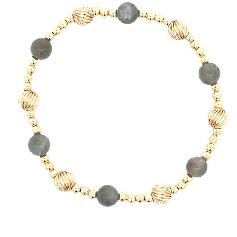 6MM ROUND LABRADORITE BEADS  6MM TWISTED GOLD FILLED BEADS  AND 3MM GOLD FILLED BEADS 7