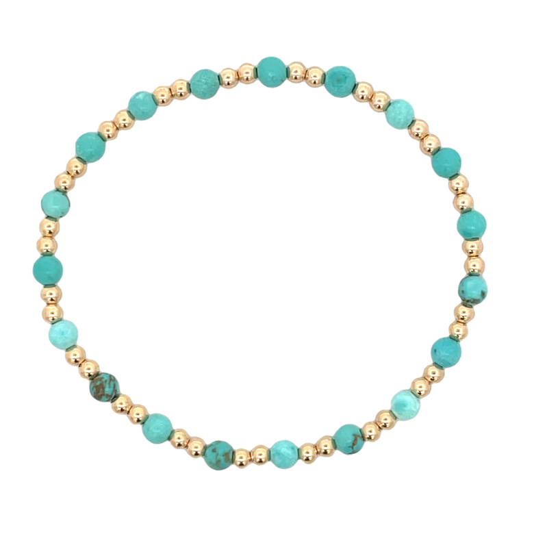 4MM BLUE HOWLITE BEADS ALTERNATING WITH 3MM GOLD FILLED ROUND BEADS 7