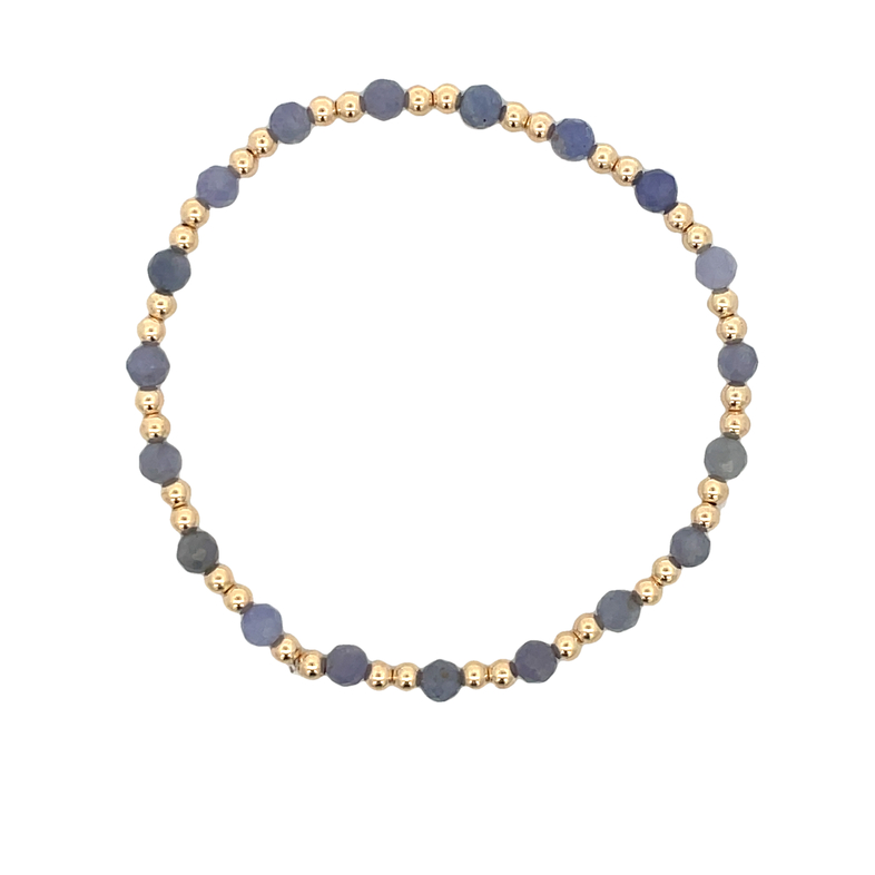 4MM FACETED TANZANITE BEADS ALTERNATING WITH 3MM GOLD FILLED ROUND BEADS 7