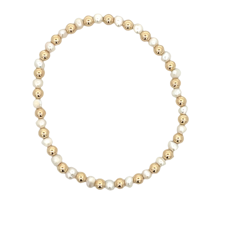 4MM PEARL BEADS ALTERNATING WITH 4MM GOLD FILLED ROUND BEADS 7