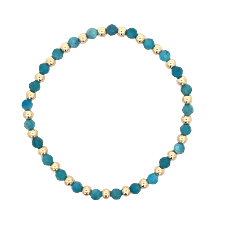 4MM FACETED APATITE BEADS ALTERNATING WITH 4MM GOLD FILLED ROUND BEADS 7