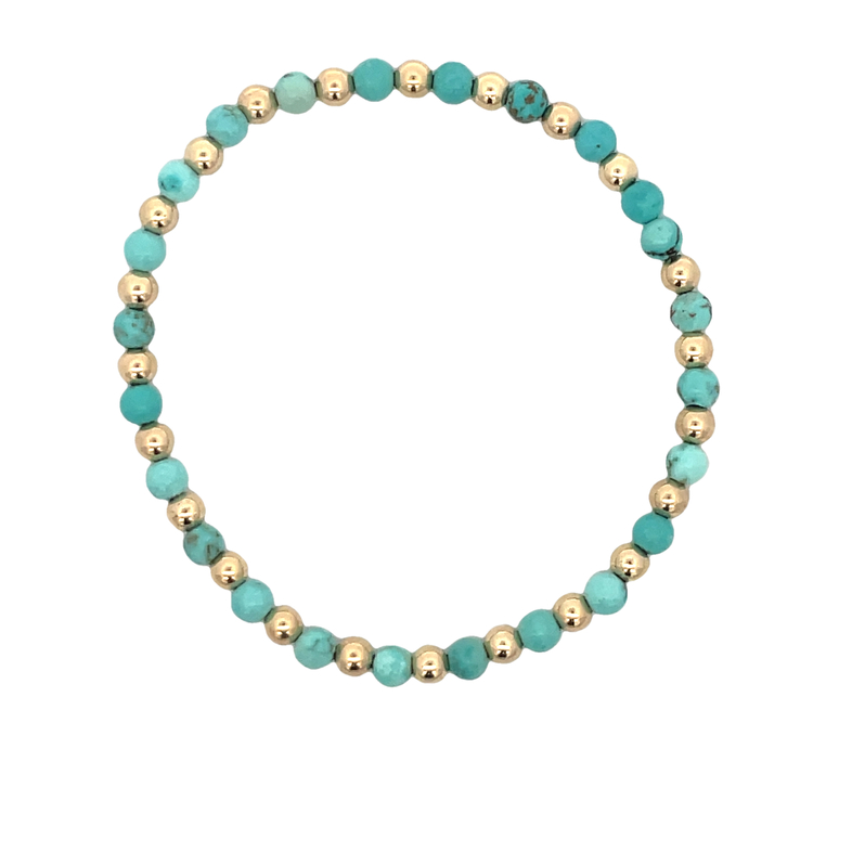 4MM BLUE HOWLITE BEADS ALTERNATING WITH 4MM GOLD FILLED ROUND BEADS 7