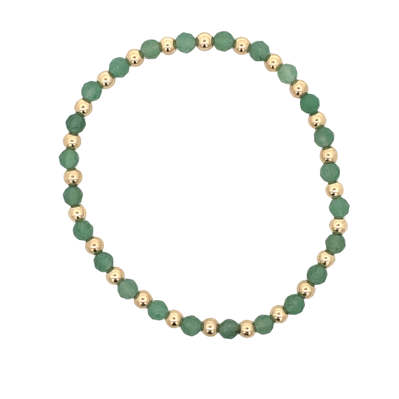 4MM FACETED AVENTURINE BEADS ALTERNATING WITH 4MM GOLD FILLED ROUND BEADS 7