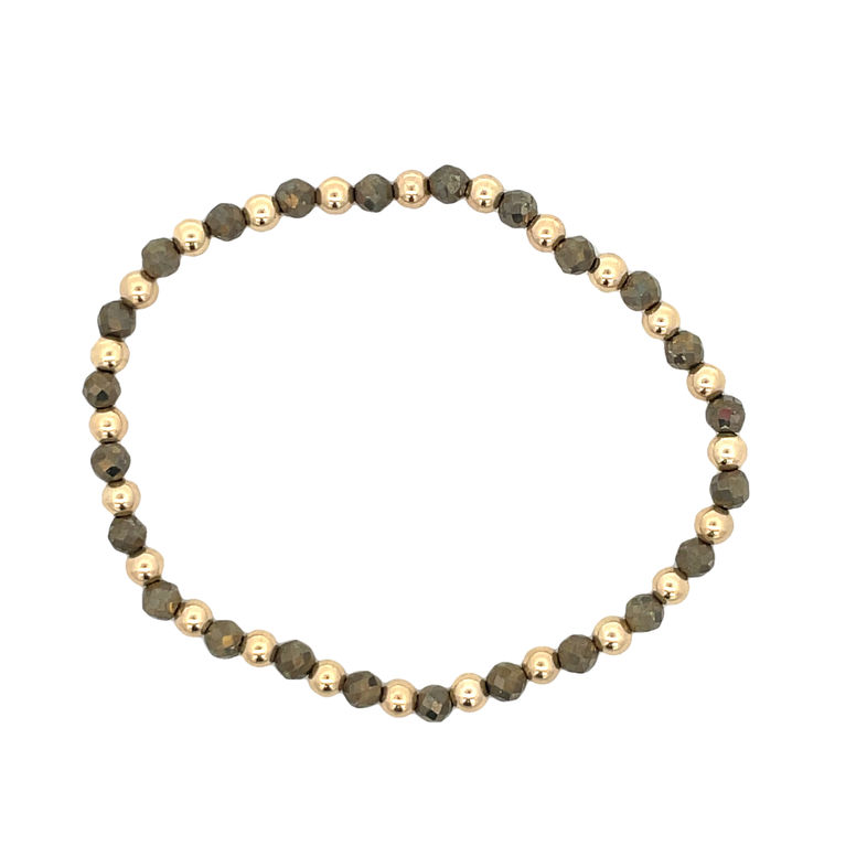 4MM FACETED PYRITE BEADS ALTERNATING WITH 4MM GOLD FILLED ROUND BEADS 7