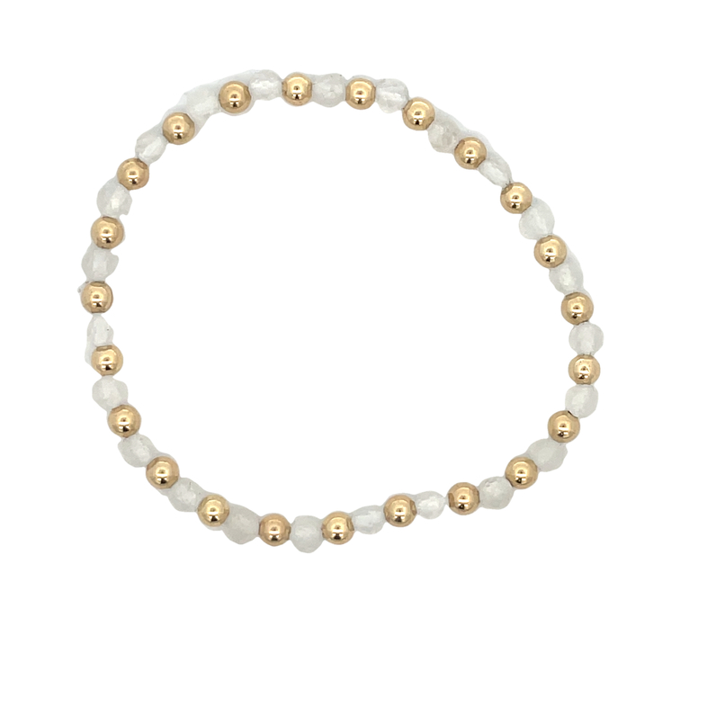 4MM FACETED MOONSTONE BEADS ALTERNATING WITH 4MM GOLD FILLED ROUND BEADS 7