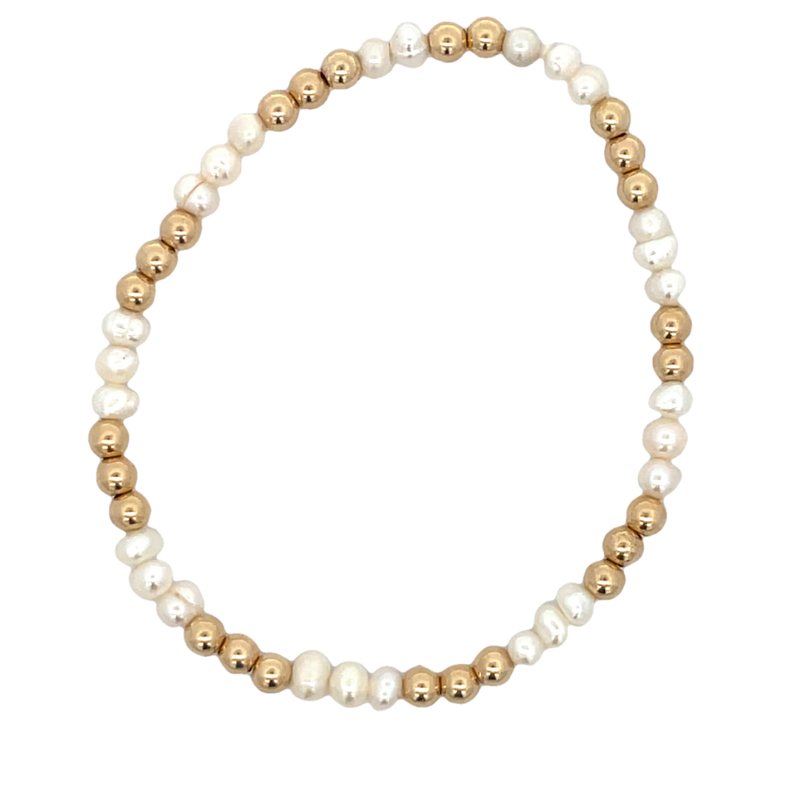 4MM PEARL BEADS ALTERNATING WITH 4MM GOLD FILLED ROUND BEADS 7