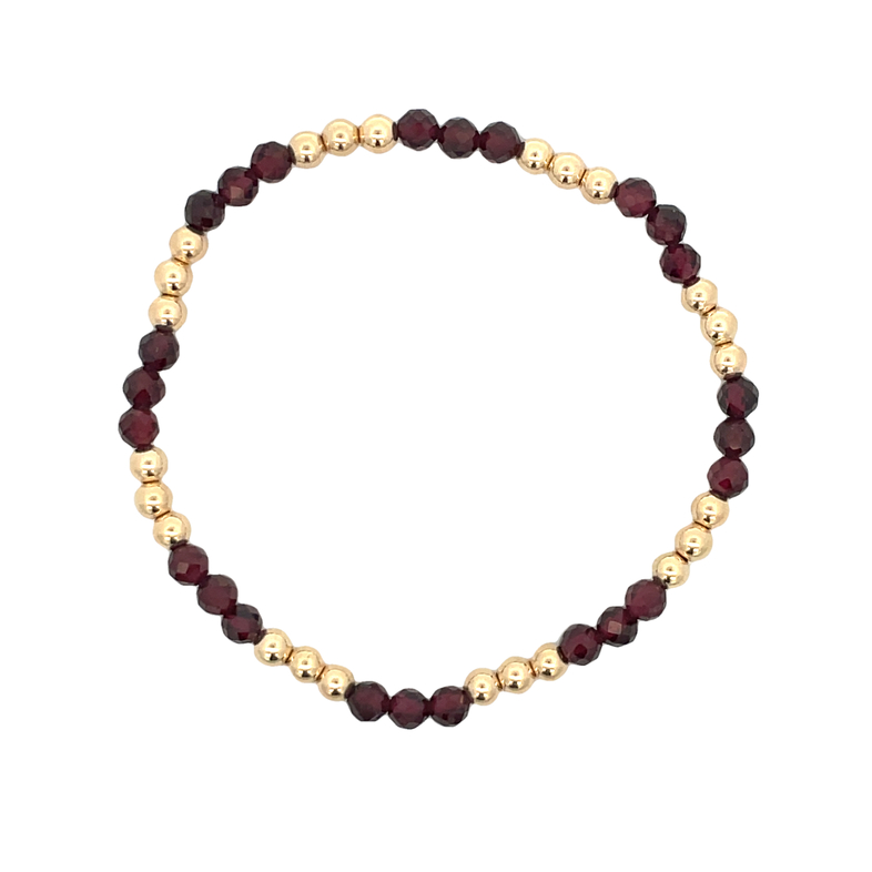 4MM FACETED GARNET BEADS ALTERNATING WITH 4MM GOLD FILLED ROUND BEADS 7