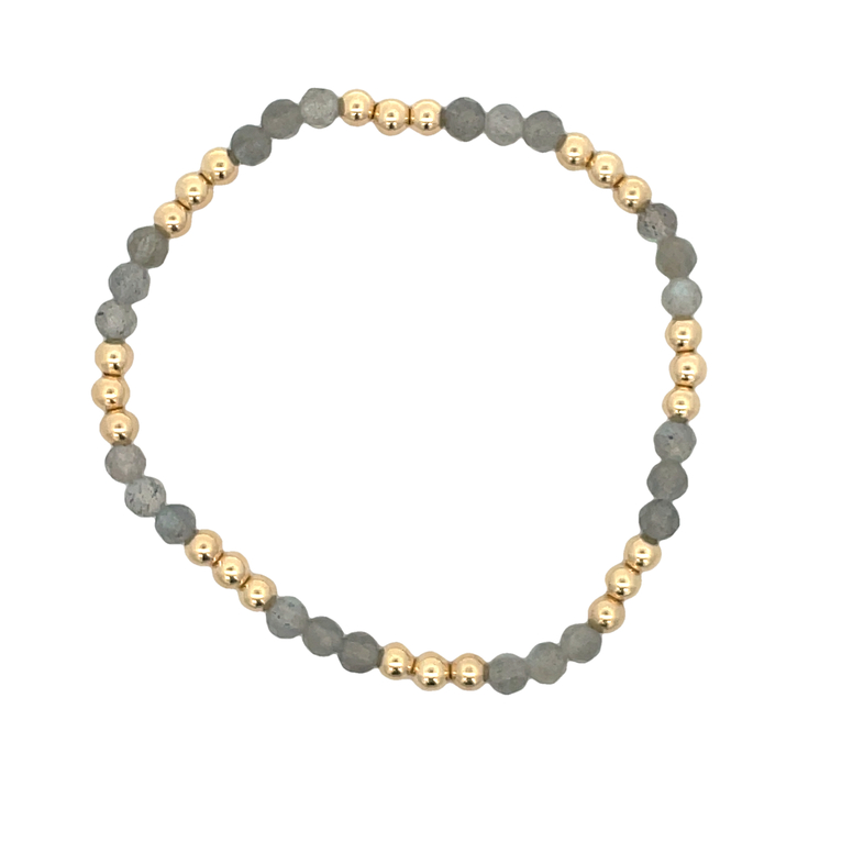 4MM FACETED LABRADORITE BEADS ALTERNATING WITH 4MM GOLD FILLED ROUND BEADS 7