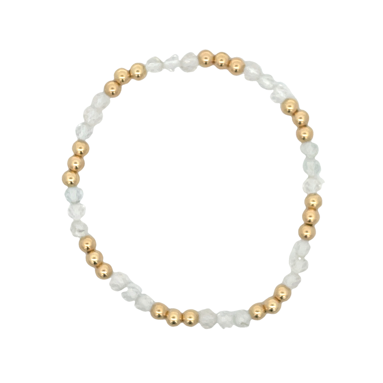 4MM FACETED WHITE TOPAZ BEADS ALTERNATING WITH 4MM GOLD FILLED ROUND BEADS 7