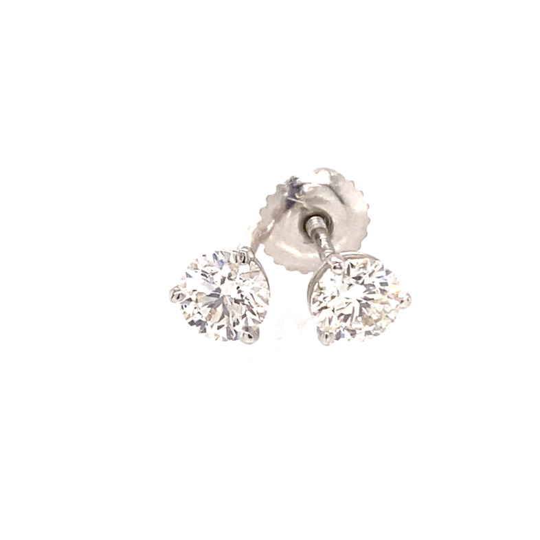 14 KARAT WHITE GOLD STUD DIAMOND EARRINGS WITH 2=0.46TW ROUND G-H COLOR SI1-SI2 CLARITY DIAMONDS