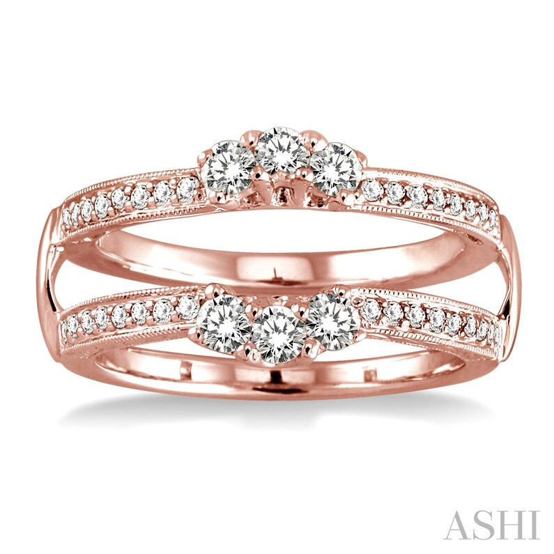 14K ROSE GOLD GUARD DIAMOND RING GUARD SIZE 6.5 WITH 38=0.55TW ROUND G-H  SI1-SI2 DIAMONDS - 001-125-00589