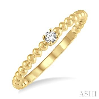 10K YELLOW GOLD BEADED DIAMOND FASHION PROMISE RING SIZE 7 WITH ONE 0.05CT ROUND I-J SI3-I1 DIAMOND   (1.19 GRAMS)