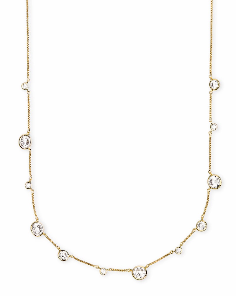 KENDRA SCOTT CLEMENTINE COLLECTION GOLD PLATED NECKLACE WITH CLEAR CUBIC ZIRCONIA