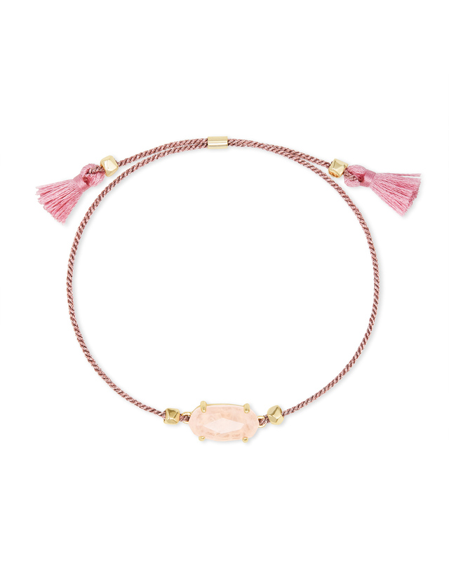 KENDRA SCOTT GOLD PLATED EVERLYNE FRIENDSHIP BRACELET WITH ROSE QUARTZ