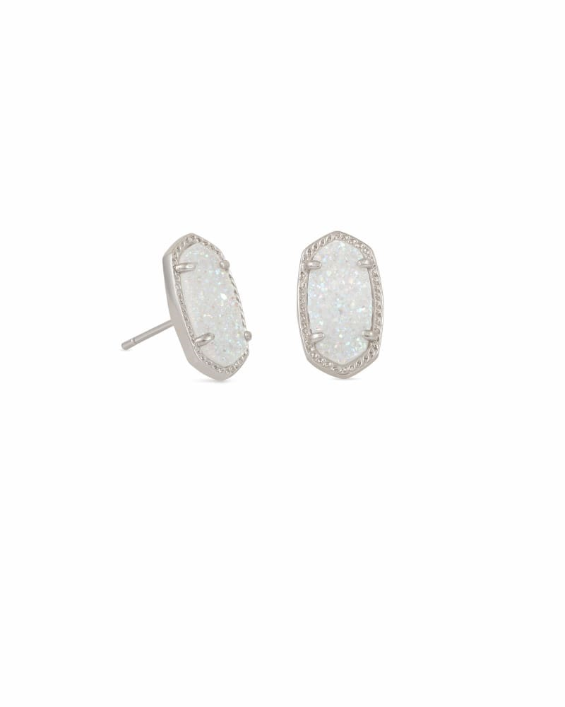 KENDRA SCOTT ELLIE RHODIUM PLATED BRASS FASHION EARRINGS WITH IRIDESCENT DRUSY