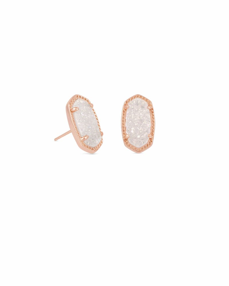 KENDRA SCOTT ELLIE COLLECTION 14 KARAT ROSE GOLD PLATED BRASS FASHION EARRINGS WITH IRRIDSCENT DRUSY