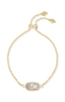 KENDRA SCOTT GOLD PLATED ELAINIA COLLECTION DELICATE CHAIN BRACELET WITH IVORY MOTHER OF PEARL