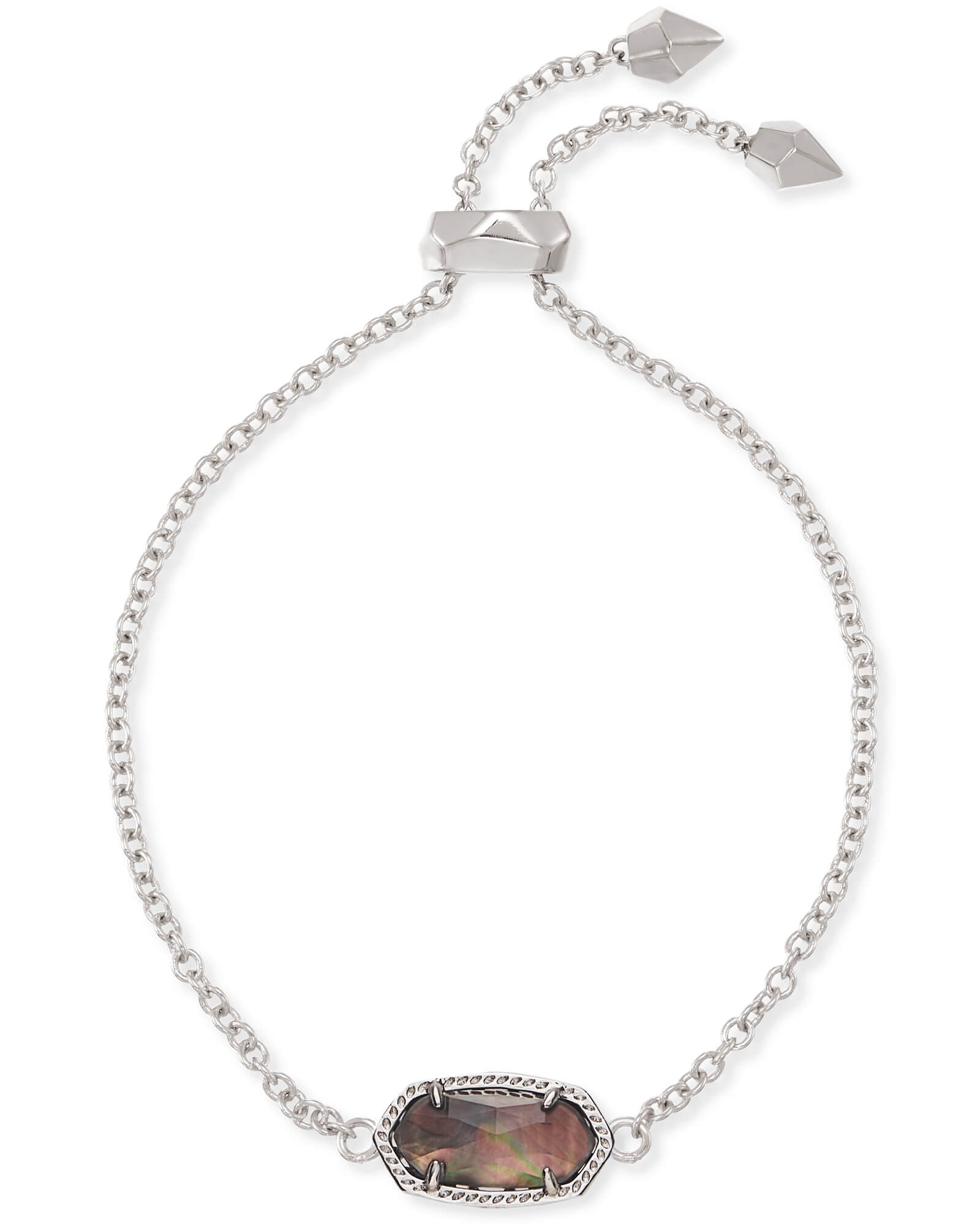 KENDRA SCOTT ELAINA COLLECTION RHODIUM PLATED BRASS FASHION BRACELET WITH BLCK MOTHER OF PEARL