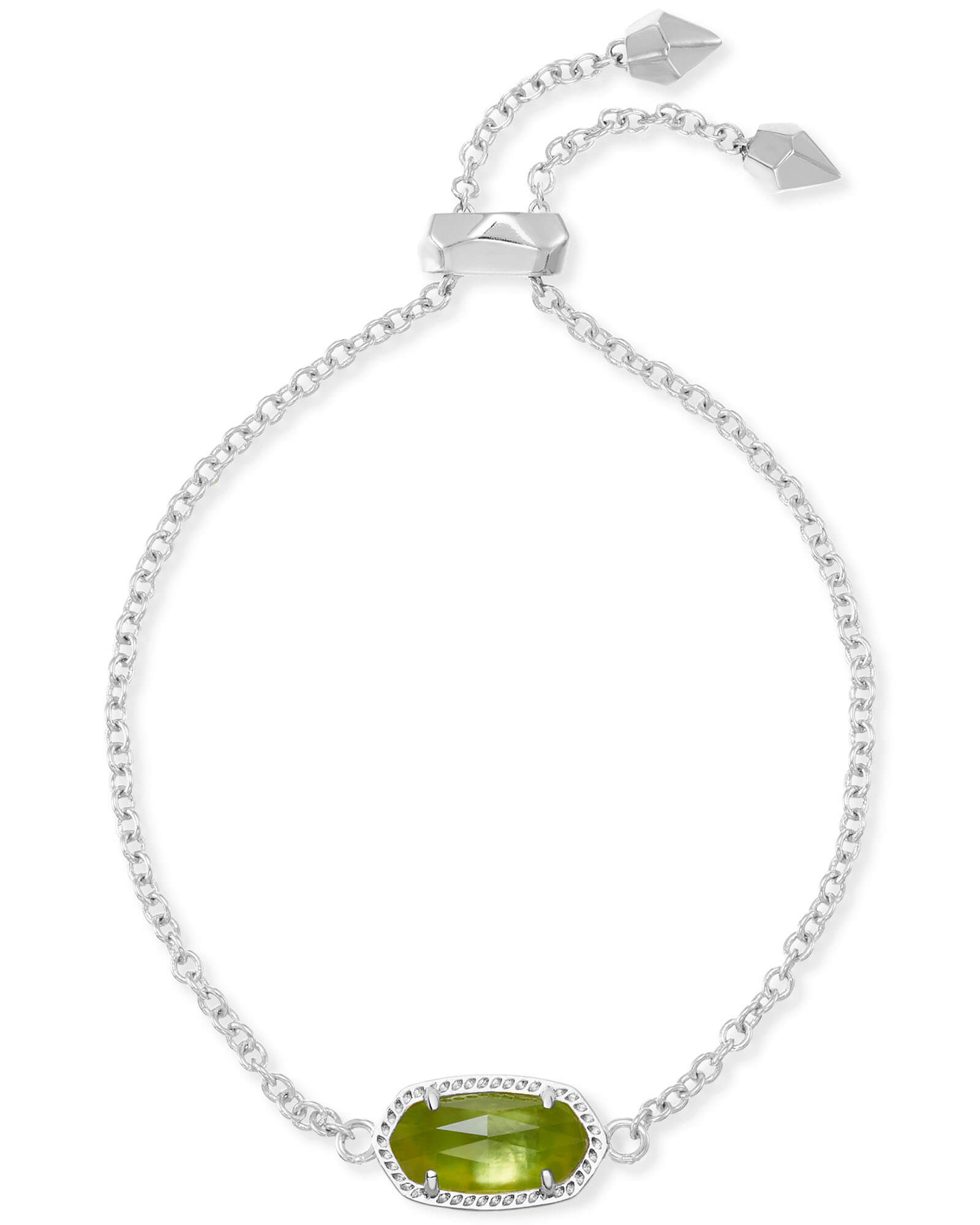 KENDRA SCOTT ELAINA COLLECTION RHODIUM PLATED BRASS FASHION BRACELET WITH PERIDOT ILLUSION