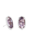 KENDRA SCOTT ELLIE COLLECTION RHODIUM PLATED EARRINGS WTIH PUPRLE AMETHYST