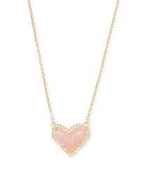 KENDRA SCOTT ARI COLLECTION GOLD PLATED HEART PEND ROSE QUARTZ NECKLACE