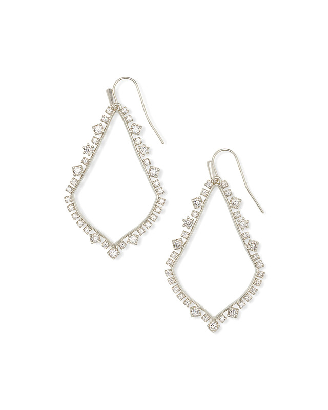 KENDRA SCOTT SOPHEE RHODIUM PLATED BRASS CRYSTAL DROP CLIP-ON FASHION EARRINGS