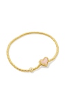 KENDRA SCOTT GOLD PLATED ARI HEART COLLECTION STRETCH BRACELET WITH ROSE QUARTZ