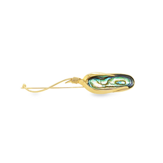 14K YELLOW GOLD PIN WITH ABALONE GRAM WEIGHT: 5.164 (ESTATE ITEM