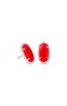 KENDRA SCOTT ELLIE COLLECTION RHODIUM PLATED EARRINGS WITH RED ILLUSION