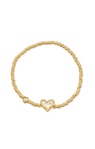 KENDRA SCOTT GOLD PLATED ARI HEART COLLECTION STRETCH BRACELET WITH IVORY MOTHER OF PEARL