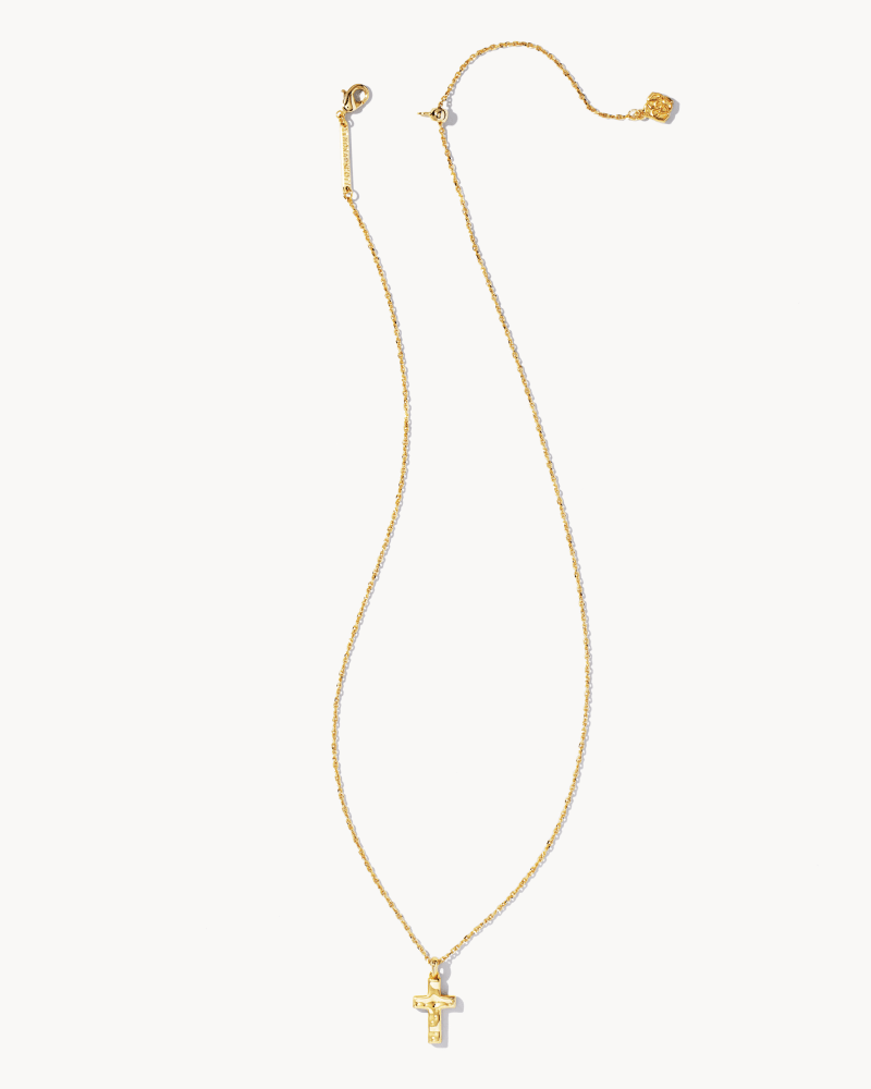 KENDRA SCOTT CROSS COLLECTION 14K YELLOW GOLD PLATED HAMMERED BRASS 19