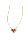 KENDRA SCOTT GOLD PLATED ARI HEART SHORT PENDANT NECKLACE WITH ORANGE GOLDSTONE