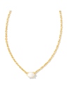 KENDRA SCOTT GOLD PLATED CAILIN CRYSTAL NECKLACE WITH IVORY MOTHER OF PEARL