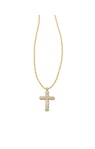 KENDRA SCOTT GOLD PLATED CROSS CRYSTAL PENDANT WITH WHITE CRYSTALS