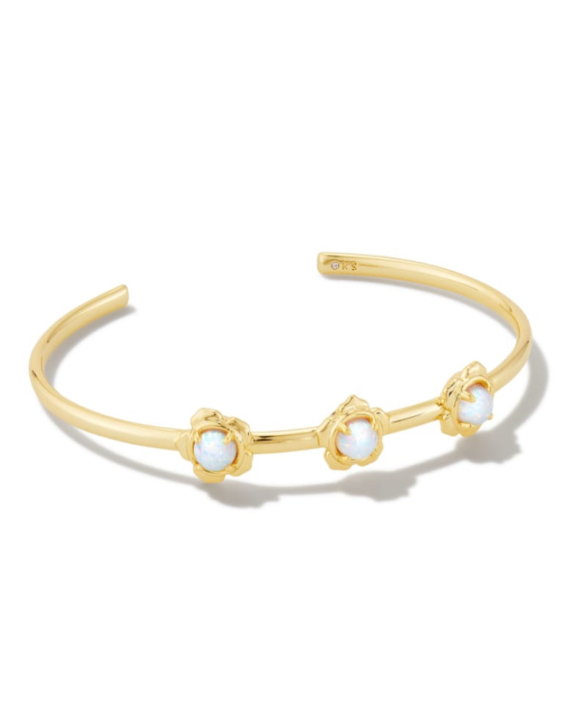 Grayson Gold Cuff Bracelet in White Crystal