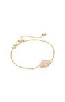 KENDRA SCOTT GOLD PLATED ABBIE SATELLITE CHAIN BRACELET WITH ROSE QUARTZ