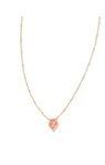 KENDRA SCOTT GOLD PLATED FRAMED TESS NECKLACE WITH ROSE PINK KYOCERA OPAL