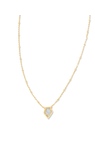 KENDRA SCOTT GOLD PLATED FRAMED TESS COLLECTION NECKLACE WITH LUSTER LIGHT BLUE KYOCERA OPAL